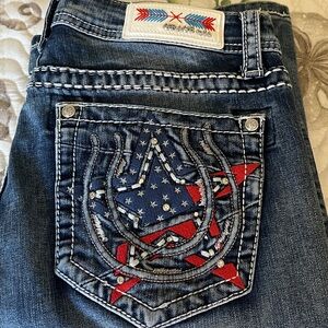Grace Women's Blue Jeans. Flag detail. 29. Nvr worn